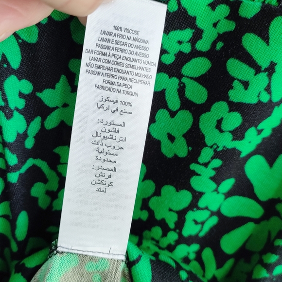 French Connection Green Black Floral Ditsy Short Sleeve Tea Midi dress Size 10 - Picture 5 of 12